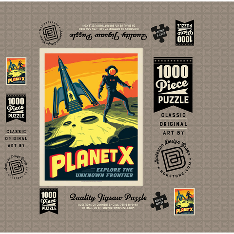 Planet X, Vintage Poster 1000 Jigsaw Puzzle box 3D Modell