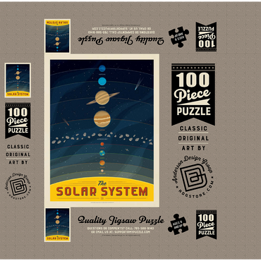The Solar System, Vintage Poster 100 Jigsaw Puzzle box 3D Modell
