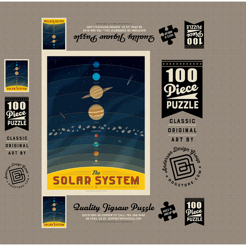 The Solar System, Vintage Poster 100 Jigsaw Puzzle box 3D Modell