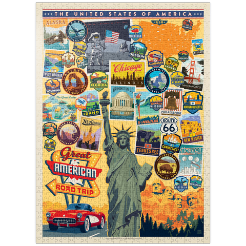puzzleplate American Travel: USA Collage, Vintage Poster 1000 Jigsaw Puzzle