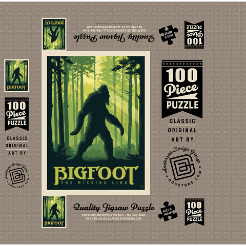 Bigfoot: The Missing Link, Vintage Poster 100 Jigsaw Puzzle box 3D Modell