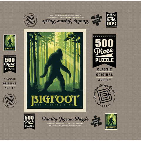 Bigfoot: The Missing Link, Vintage Poster 500 Jigsaw Puzzle box 3D Modell