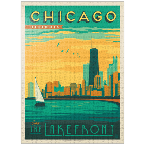 puzzleplate Chicago: Lakefront, Vintage Poster 1000 Jigsaw Puzzle
