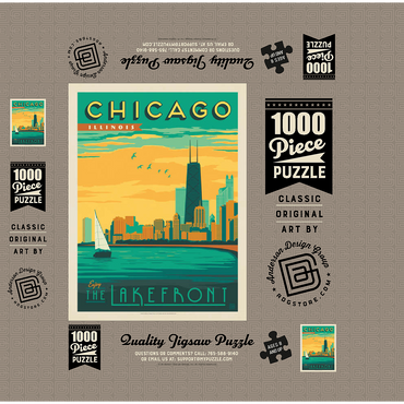 Chicago: Lakefront, Vintage Poster 1000 Jigsaw Puzzle box 3D Modell