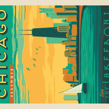 Chicago: Lakefront, Vintage Poster 100 Jigsaw Puzzle 3D Modell