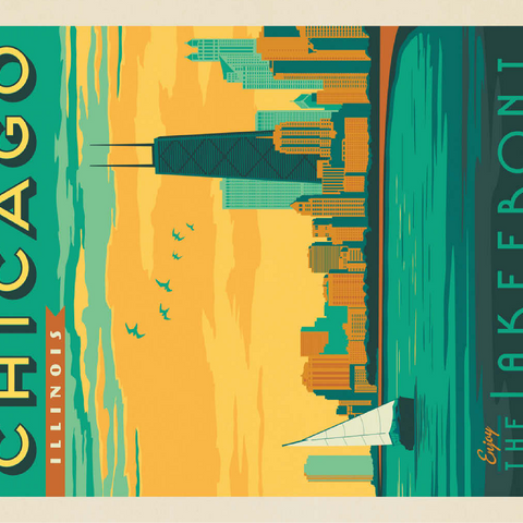 Chicago: Lakefront, Vintage Poster 100 Jigsaw Puzzle 3D Modell