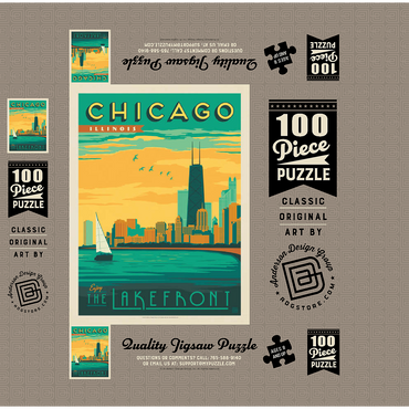 Chicago: Lakefront, Vintage Poster 100 Jigsaw Puzzle box 3D Modell