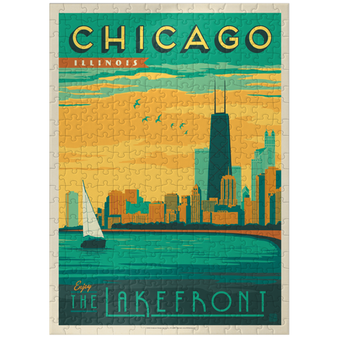 puzzleplate Chicago: Lakefront, Vintage Poster 300 Jigsaw Puzzle