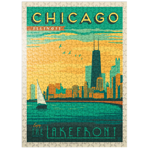 puzzleplate Chicago: Lakefront, Vintage Poster 500 Jigsaw Puzzle
