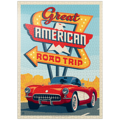 puzzleplate Great American Road Trip, Vintage Poster 1000 Jigsaw Puzzle