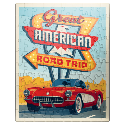 puzzleplate Great American Road Trip, Vintage Poster 100 Jigsaw Puzzle