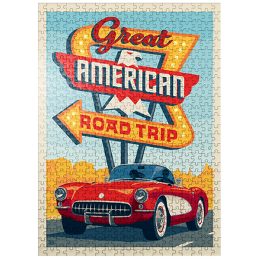 puzzleplate Great American Road Trip, Vintage Poster 500 Jigsaw Puzzle