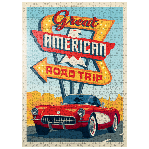 puzzleplate Great American Road Trip, Vintage Poster 500 Jigsaw Puzzle