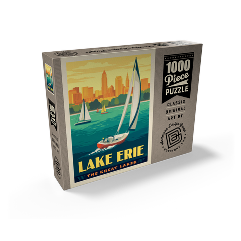 Great Lakes: Lake Erie, Vintage Poster 1000 Jigsaw Puzzle box view2