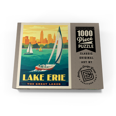 Great Lakes: Lake Erie, Vintage Poster 1000 Jigsaw Puzzle box view3