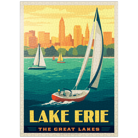 puzzleplate Great Lakes: Lake Erie, Vintage Poster 1000 Jigsaw Puzzle