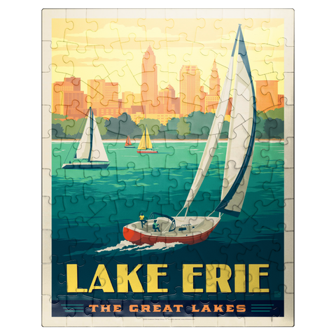 puzzleplate Great Lakes: Lake Erie, Vintage Poster 100 Jigsaw Puzzle