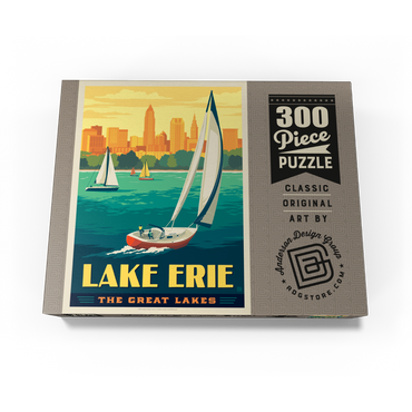 Great Lakes: Lake Erie, Vintage Poster 300 Jigsaw Puzzle box view3