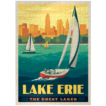 puzzleplate Great Lakes: Lake Erie, Vintage Poster 300 Jigsaw Puzzle