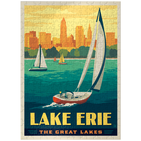 puzzleplate Great Lakes: Lake Erie, Vintage Poster 300 Jigsaw Puzzle