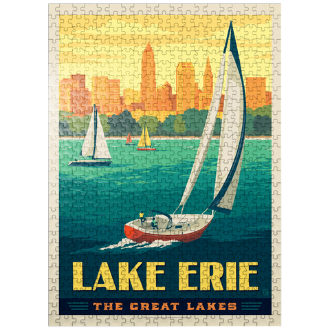 puzzleplate Great Lakes: Lake Erie, Vintage Poster 500 Jigsaw Puzzle