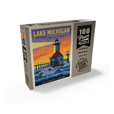 Great Lakes: Lake Michigan, Vintage Poster 100 Jigsaw Puzzle box view2