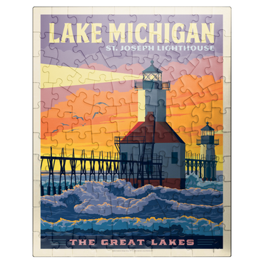 puzzleplate Great Lakes: Lake Michigan, Vintage Poster 100 Jigsaw Puzzle