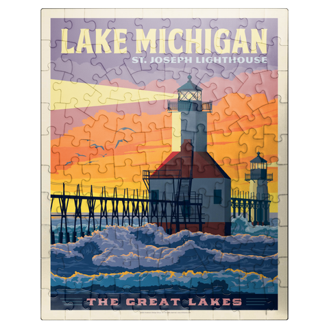 puzzleplate Great Lakes: Lake Michigan, Vintage Poster 100 Jigsaw Puzzle