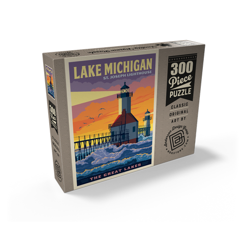 Great Lakes: Lake Michigan, Vintage Poster 300 Jigsaw Puzzle box view2