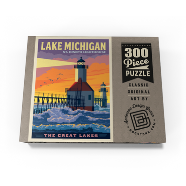 Great Lakes: Lake Michigan, Vintage Poster 300 Jigsaw Puzzle box view3