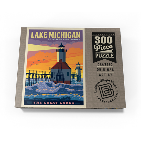 Great Lakes: Lake Michigan, Vintage Poster 300 Jigsaw Puzzle box view3