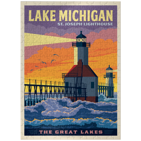 puzzleplate Great Lakes: Lake Michigan, Vintage Poster 300 Jigsaw Puzzle