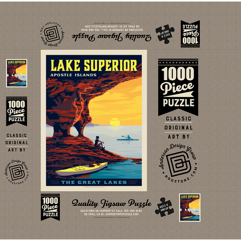 Great Lakes: Lake Superior, Vintage Poster 1000 Jigsaw Puzzle box 3D Modell