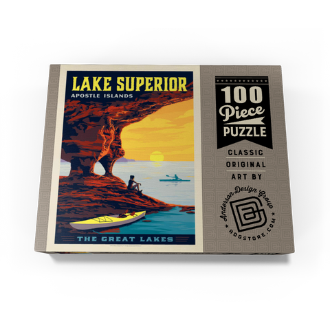 Great Lakes: Lake Superior, Vintage Poster 100 Jigsaw Puzzle box view3