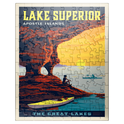 puzzleplate Great Lakes: Lake Superior, Vintage Poster 100 Jigsaw Puzzle