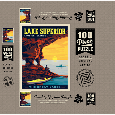 Great Lakes: Lake Superior, Vintage Poster 100 Jigsaw Puzzle box 3D Modell