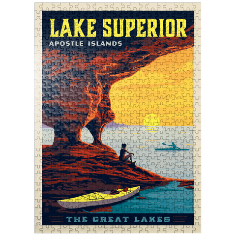 puzzleplate Great Lakes: Lake Superior, Vintage Poster 500 Jigsaw Puzzle
