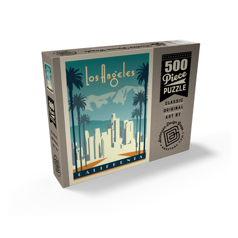 Los Angeles skyline, Vintage Poster 500 Jigsaw Puzzle box view2