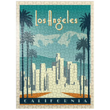 puzzleplate Los Angeles skyline, Vintage Poster 500 Jigsaw Puzzle