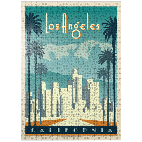 puzzleplate Los Angeles skyline, Vintage Poster 500 Jigsaw Puzzle