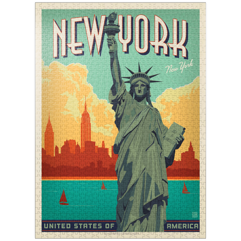puzzleplate New York City: Lady Liberty, Vintage Poster 1000 Jigsaw Puzzle