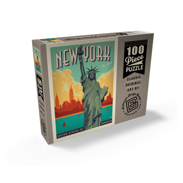 New York City: Lady Liberty, Vintage Poster 100 Jigsaw Puzzle box view2
