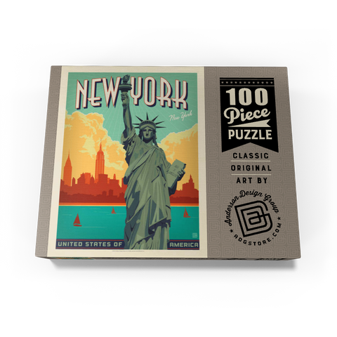 New York City: Lady Liberty, Vintage Poster 100 Jigsaw Puzzle box view3