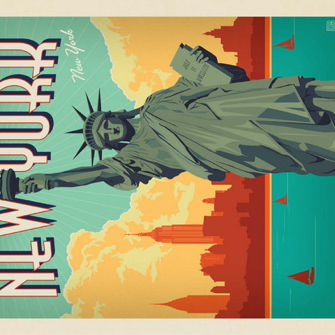 New York City: Lady Liberty, Vintage Poster 100 Jigsaw Puzzle 3D Modell