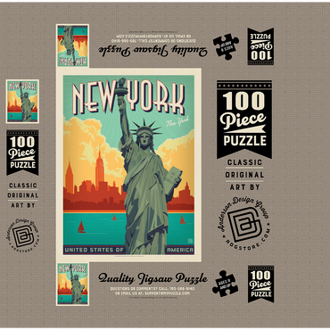 New York City: Lady Liberty, Vintage Poster 100 Jigsaw Puzzle box 3D Modell