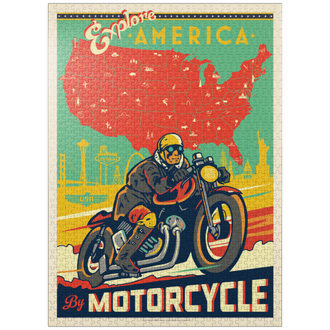 puzzleplate Explore America by Motorcycle, Vintage Poster 1000 Jigsaw Puzzle