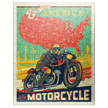 puzzleplate Explore America by Motorcycle, Vintage Poster 100 Jigsaw Puzzle