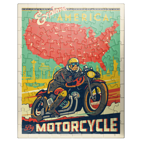 puzzleplate Explore America by Motorcycle, Vintage Poster 100 Jigsaw Puzzle