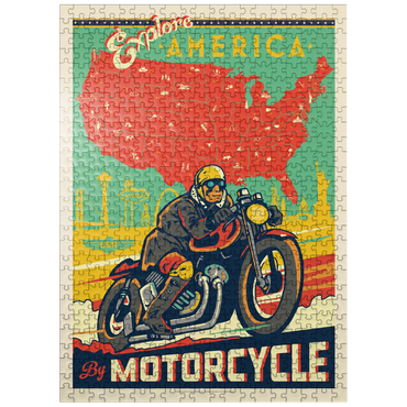 puzzleplate Explore America by Motorcycle, Vintage Poster 500 Jigsaw Puzzle