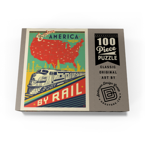 Explore America By Rail, Vintage Poster 100 Jigsaw Puzzle box view3